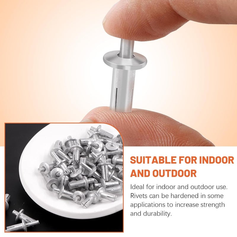 Tanstic 100Pcs M5x11mm Half Round Head Aluminum Core Rivet Drive Rivets Hammer Drive Rivets Knock Type Expansion Aluminum Rivet for Home Industry - Image 5